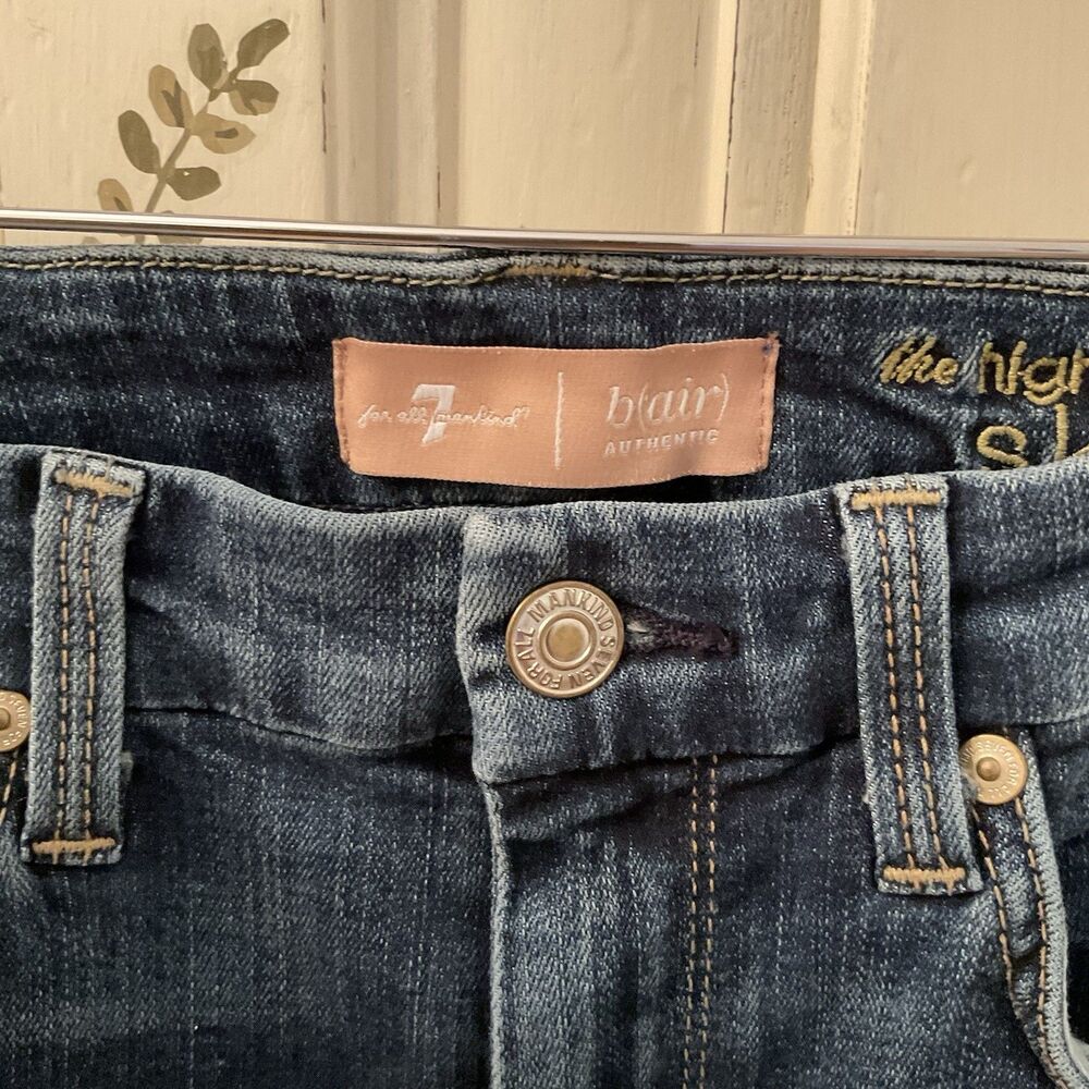 Seven For All Mankind The High Waist Jeans Blue Denim Med Wash Raw Hem Size 26 - Picture 3 of 14